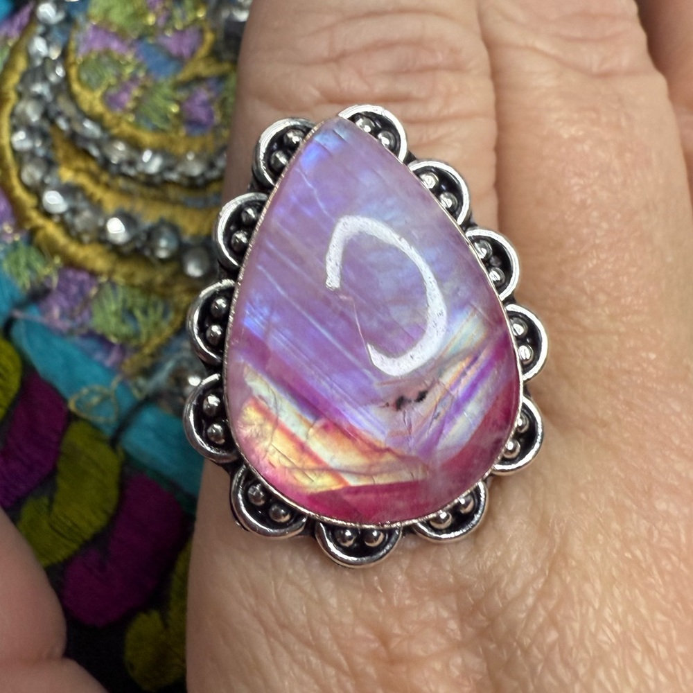 Pink moonstone ring 11